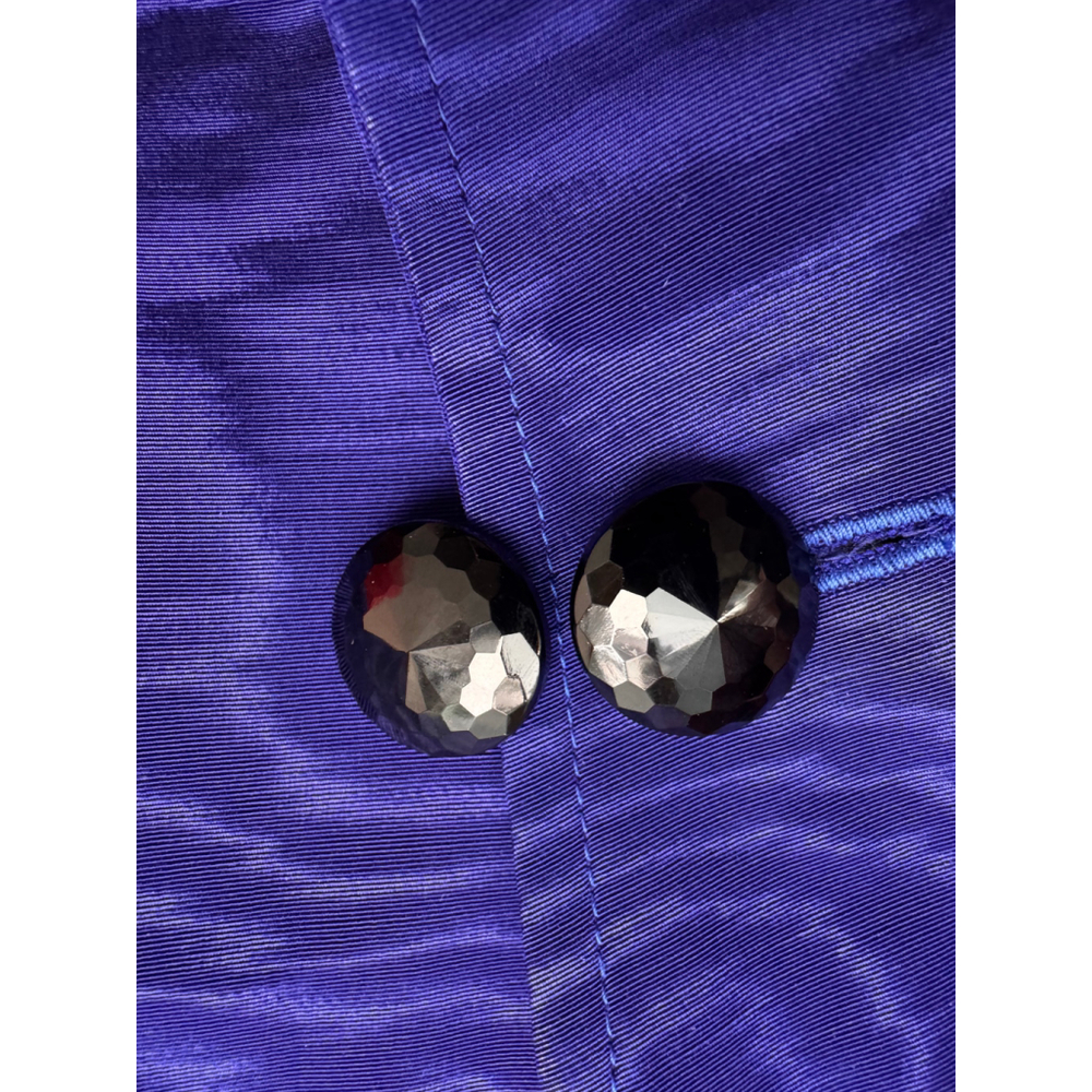 Vintage NWT Indigo Woodgrain-Print Silk Dinner Jacket Size 14 - Picture 8 of 9